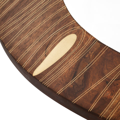 Wooden Wall Mirror with Brass Inlay